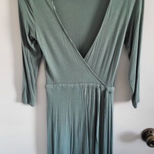 Costa Blanca Sage Green Wrap Long Sleeve Maxi Dress